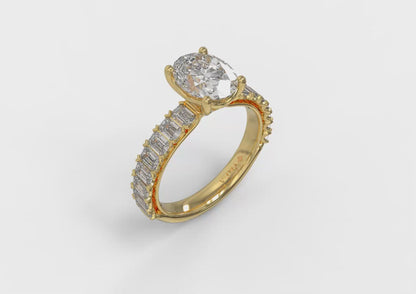 Eterna Oval Engagement Ring with Emerald Cut Band