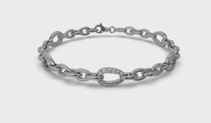 Diamond Open Tear Drop Link Bracelet