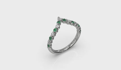 Diamond and Emerald Chevron Ring