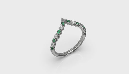 Diamond and Emerald Chevron Ring