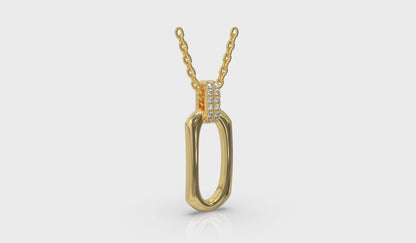 Diamond Accent North South Open Oval Pendant with Link Necklace