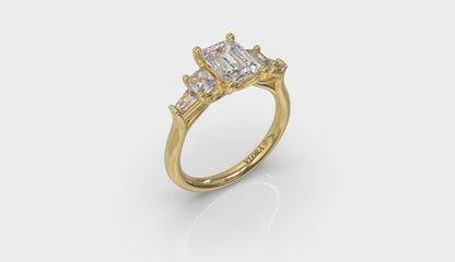 Quintet Emerald Cut Engagement Ring