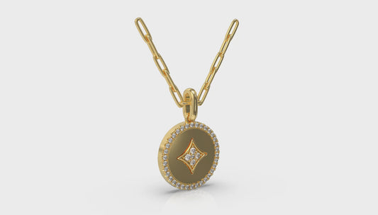 Center Star Diamonds and Bezel Pendant Necklace