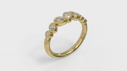 Bezel‑Set Pear, Oval and Round Shaped Diamond Ring
