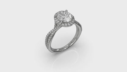 Entwined Oval Halo Engagement Ring