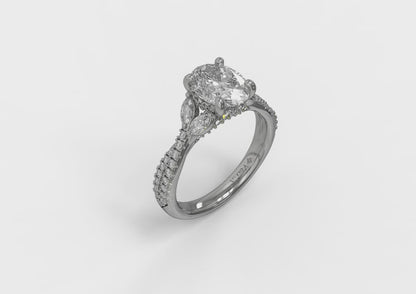 Enchanted Vine Oval Hidden Halo Engagement Ring