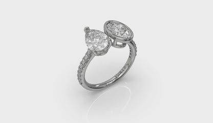 Duet Pear and Oval Two Stone Engagement Ring