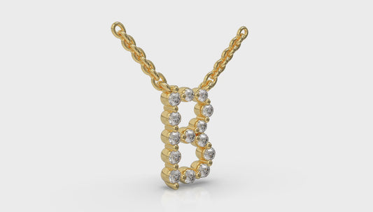 Diamond Alphabet Pendant Necklace, B