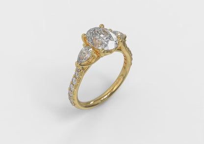 Graceful Trio Three Stone Engagement Ring