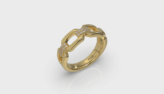Diamond Accent East West Open Oval Link Ring