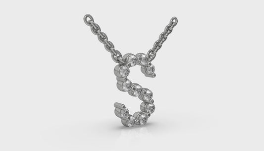 Diamond Alphabet Pendant Necklace, S