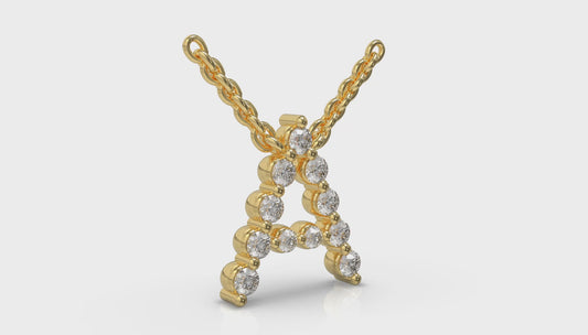 Diamond Alphabet Pendant Necklace, A