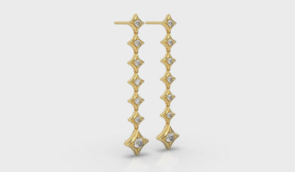 Diamond Vlora Star Long Drop Statement Earrings