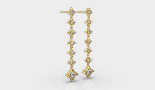 Diamond Vlora Star Long Drop Statement Earrings