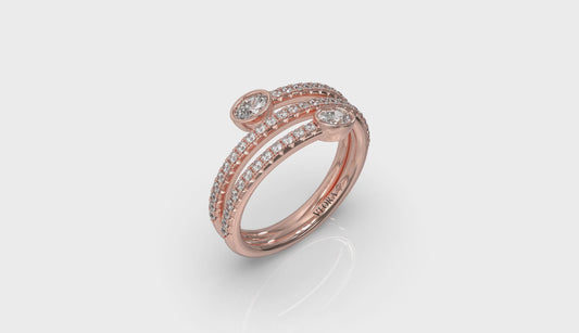 Diamond Three Row Oval Diamond Wrap Ring