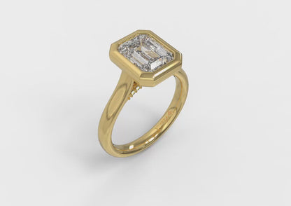 Bold Bezel Emerald Cut Engagement Ring