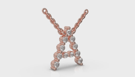 Diamond Alphabet Pendant Necklace, A
