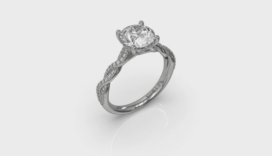 Twist Diamond Engagement Ring with Hidden Halo