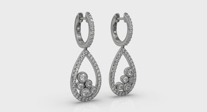 Pavé Pear Shaped and Bezel Set Diamond Earrings