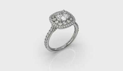 Double Euro Halo Round Engagement Ring