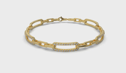 Diamond East West Open Oval Link Bracelet