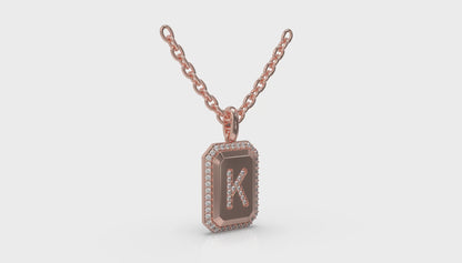 Diamond Medallion Alphabet Pendant Link Necklace, K
