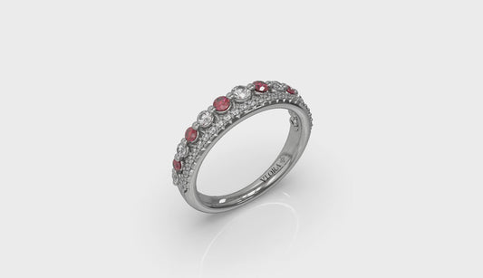 Diamond and Ruby Two Row Ring