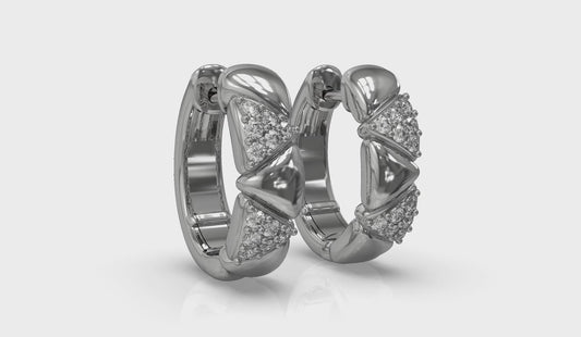 Double Diamond Trinity Huggie Earrings