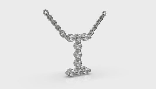 Diamond Alphabet Pendant Necklace, I