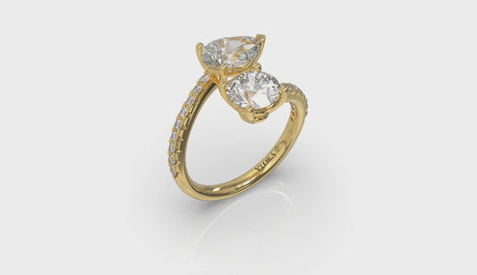 Kissing Round and Pear Two Stone Engagement Ring