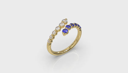 Diamond and Blue Sapphire Open Wrap Ring