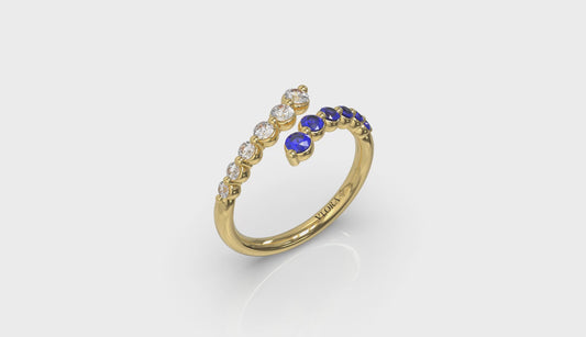Diamond and Blue Sapphire Open Wrap Ring