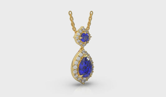 Tear Drop Sapphire and Diamond Pendant