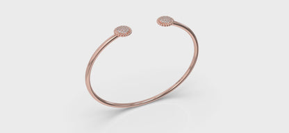 Double Round Shaped Diamond Pavé Open Bangle