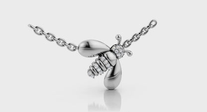 Bee Diamond Pavé Pendant Necklace