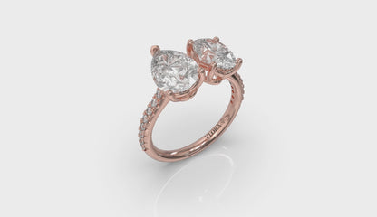 Duet Oval and Pear Two Stone Engagement Ring