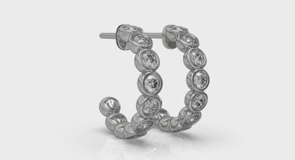 Rounded Bezel Set Hoop Earrings