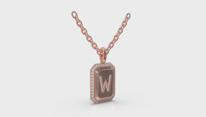 Diamond Medallion Alphabet Pendant Link Necklace, W