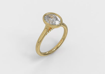 Singular Oval Bezel Engagement Ring