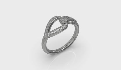 Diamond Open Tear Drop Link Ring