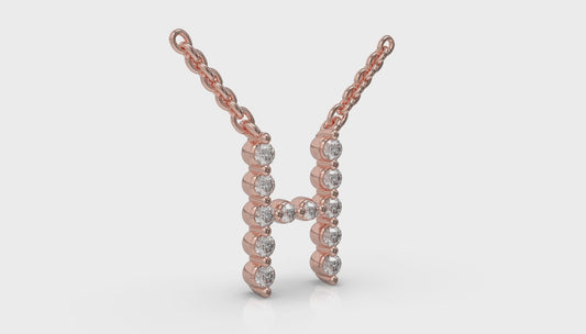 Diamond Alphabet Pendant Necklace, H