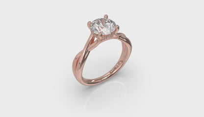 Entwined Solitaire Engagement Ring with Hidden Halo