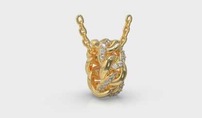 Channel Set Link with Diamonds Pendant Necklace
