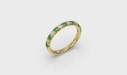 Emerald and Diamond Stackable Band