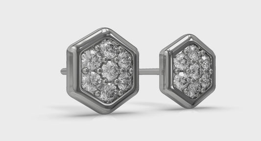 Diamond Cluster Honeycomb Stud Earrings