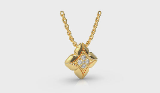 Diamond Vlora Star Floral Pendant Necklace