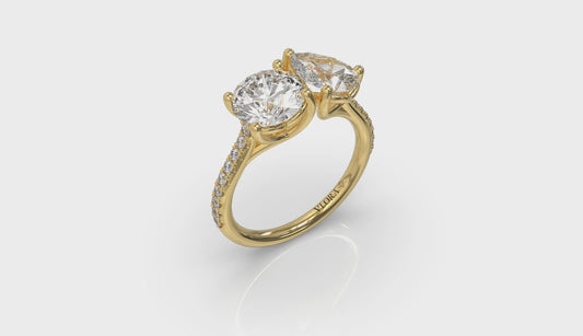 Duet Pear and Round Toi et Moi Engagement Ring