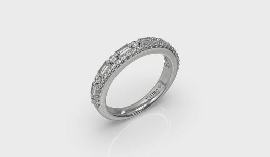 Diamond and Diamond Baguette Two Row Ring