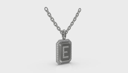 Diamond Medallion Alphabet Pendant Link Necklace, E