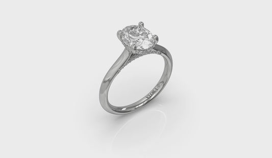 Solitaire Oval Engagement Ring with Hidden Halo